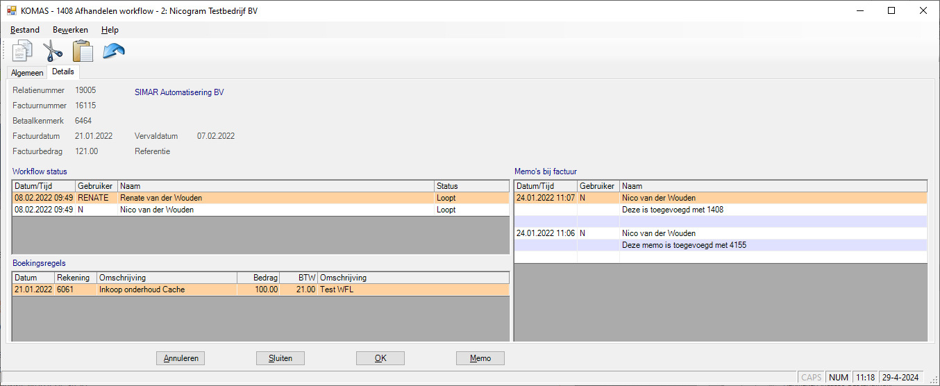 Details van de Workflow